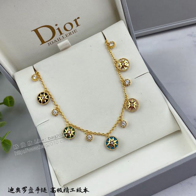 Dior飾品 迪奧經典熱銷款雜色羅盤手鏈雙面925銀 迪奧Dior八芒星手鏈  zgd1405